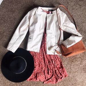 Cream Vegan Leather Jacket